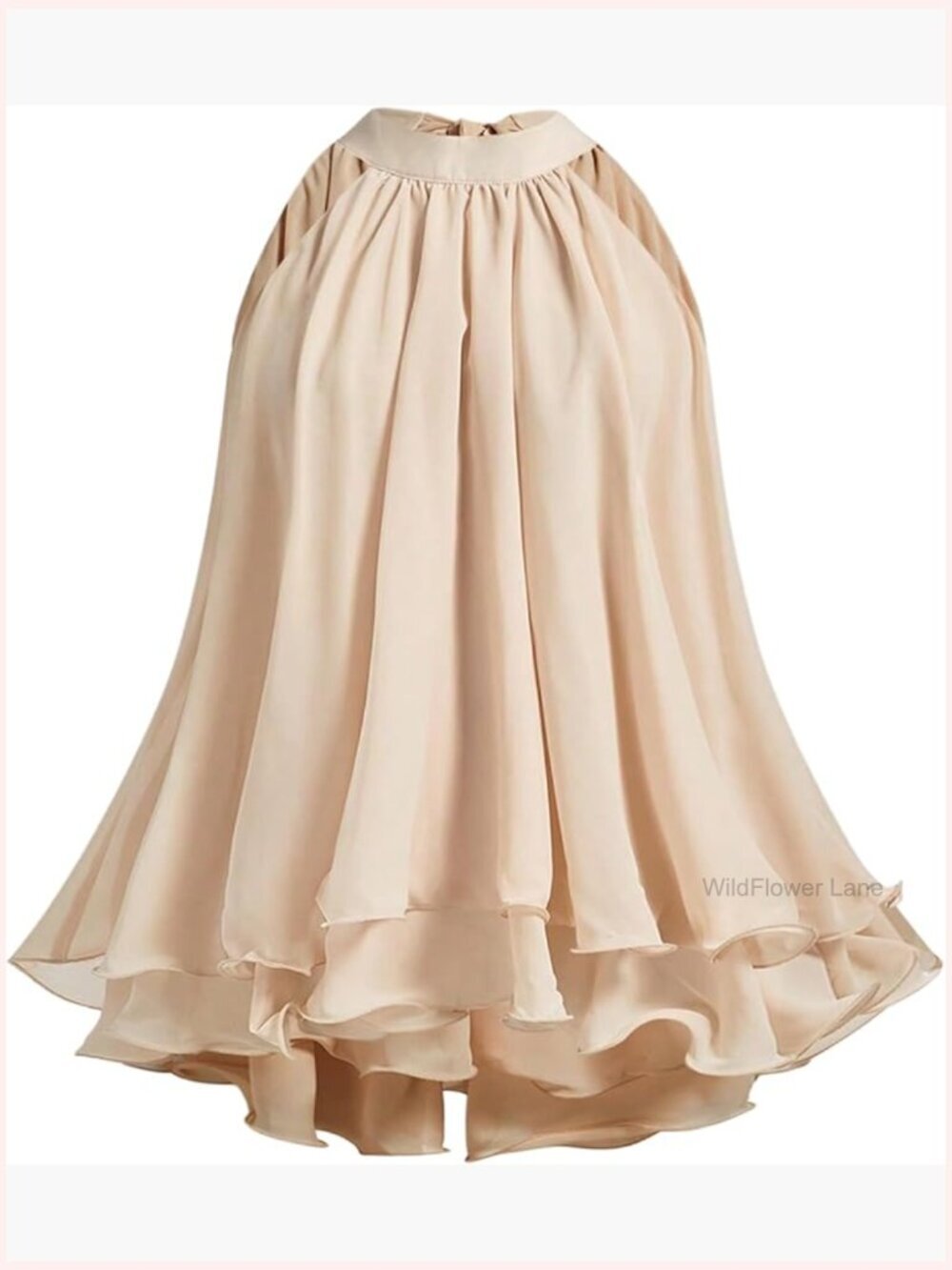 Sleeveless Chiffon Blouse Flowy Ruffle Halter Top Dressy Going Out Summer Brunch